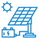 Solar panel and battery icon: PV and storage microgrid