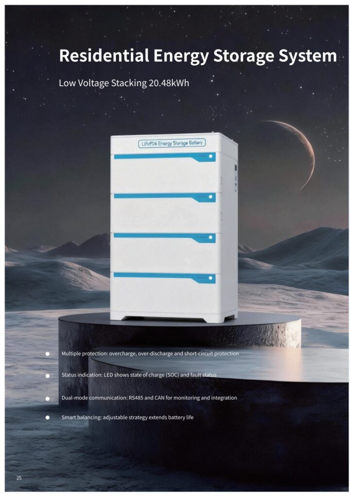 5.12kWh – 20.48kWh Low Voltage Stacking Residential Energy Storage System