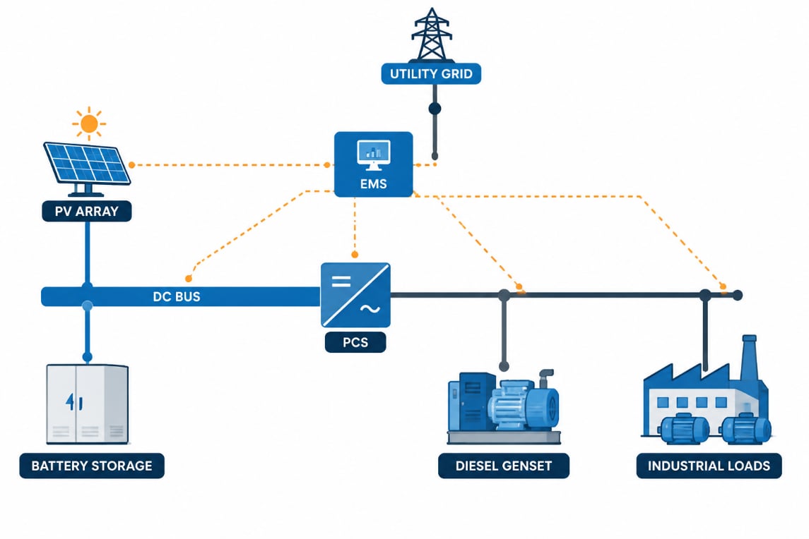 PV-Storage-Diesel AC/DC Coupled Microgrid