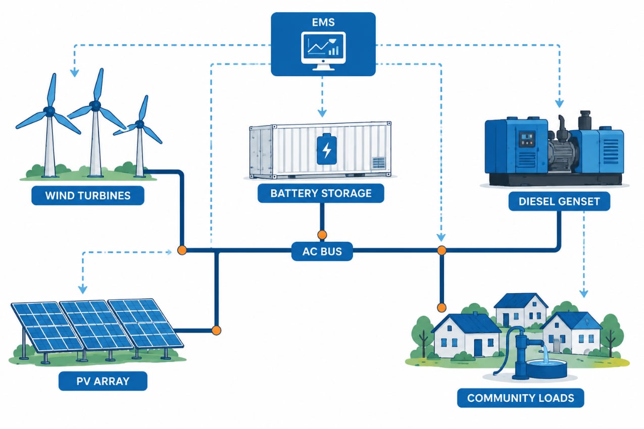 Wind-PV-Diesel-Storage Microgrid